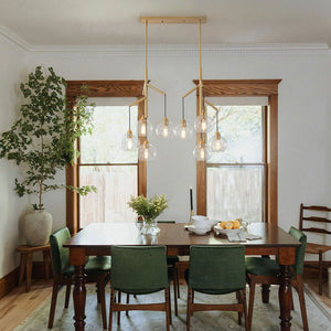 LightFixturesUSA - 8 - Light Branch Draped Glass Bubble Island Double Chandelier - Chandelier - Brass - 