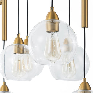 LightFixturesUSA - 8 - Light Branch Draped Glass Bubble Island Double Chandelier - Chandelier - Brass - 