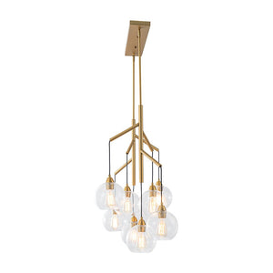 LightFixturesUSA - 8 - Light Branch Draped Glass Bubble Island Double Chandelier - Chandelier - Brass - 