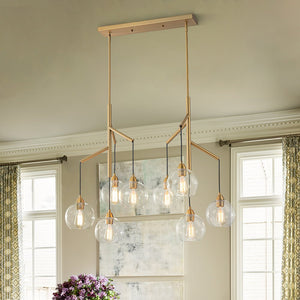 LightFixturesUSA - 8 - Light Branch Draped Glass Bubble Island Double Chandelier - Chandelier - Brass - 