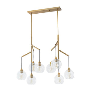 LightFixturesUSA - 8 - Light Branch Draped Glass Bubble Island Double Chandelier - Chandelier - Brass - 