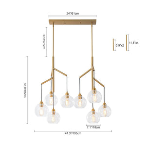 LightFixturesUSA - 8 - Light Branch Draped Glass Bubble Island Double Chandelier - Chandelier - Brass - 