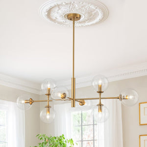 LightFixturesUSA - 8 - Light Linear Sputnik Clear Glass Bubble Chandelier - Chandelier - Brass - 