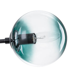 LightFixturesUSA - 8 - Light Linear Sputnik Tinted Blue Glass Bubble Chandelier - Chandelier - Black - 