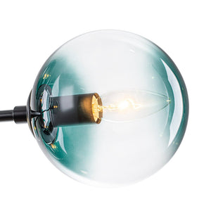 LightFixturesUSA - 8 - Light Linear Sputnik Tinted Blue Glass Bubble Chandelier - Chandelier - Black - 