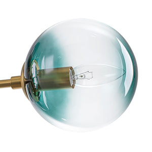 LightFixturesUSA - 8 - Light Linear Sputnik Tinted Blue Glass Bubble Chandelier - Chandelier - Brass - 