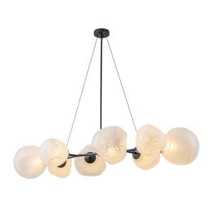 LightFixturesUSA - 8 - Light Opal Swirl Glass Globe Branch Island Chandelier - Chandelier - Black (Pre - Order) - 