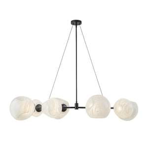LightFixturesUSA - 8 - Light Opal Swirl Glass Globe Branch Island Chandelier - Chandelier - Black (Pre - Order) - 