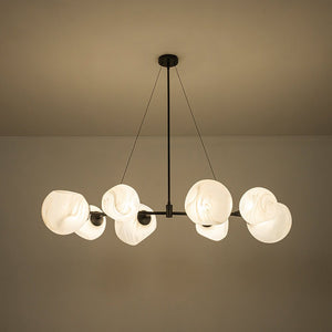 LightFixturesUSA - 8 - Light Opal Swirl Glass Globe Branch Island Chandelier - Chandelier - Black (Pre - Order) - 