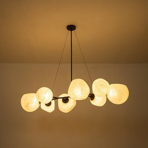 LightFixturesUSA - 8 - Light Opal Swirl Glass Globe Branch Island Chandelier - Chandelier - Black (Pre - Order) - 