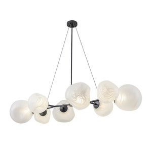 LightFixturesUSA - 8 - Light Opal Swirl Glass Globe Branch Island Chandelier - Chandelier - Black (Pre - Order) - 