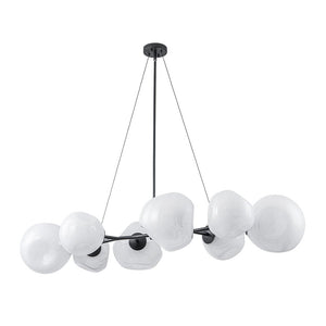 LightFixturesUSA - 8 - Light Opal Swirl Glass Globe Branch Island Chandelier - Chandelier - Black (Pre - Order) - 