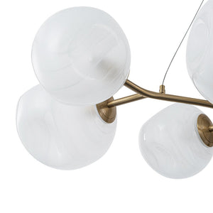 LightFixturesUSA - 8 - Light Opal Swirl Glass Globe Branch Island Chandelier - Chandelier - Brass - 