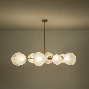 LightFixturesUSA - 8 - Light Opal Swirl Glass Globe Branch Island Chandelier - Chandelier - Brass - 