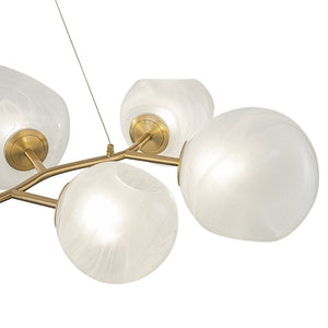 LightFixturesUSA - 8 - Light Opal Swirl Glass Globe Branch Island Chandelier - Chandelier - Brass - 