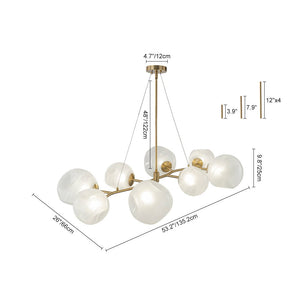 LightFixturesUSA - 8 - Light Opal Swirl Glass Globe Branch Island Chandelier - Chandelier - Brass - 