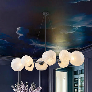 LightFixturesUSA - 8 - Light Opal Swirl Glass Globe Branch Island Chandelier - Chandelier - Brass - 