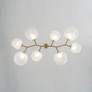 LightFixturesUSA - 8 - Light Opal Swirl Glass Globe Branch Island Chandelier - Chandelier - Brass - 