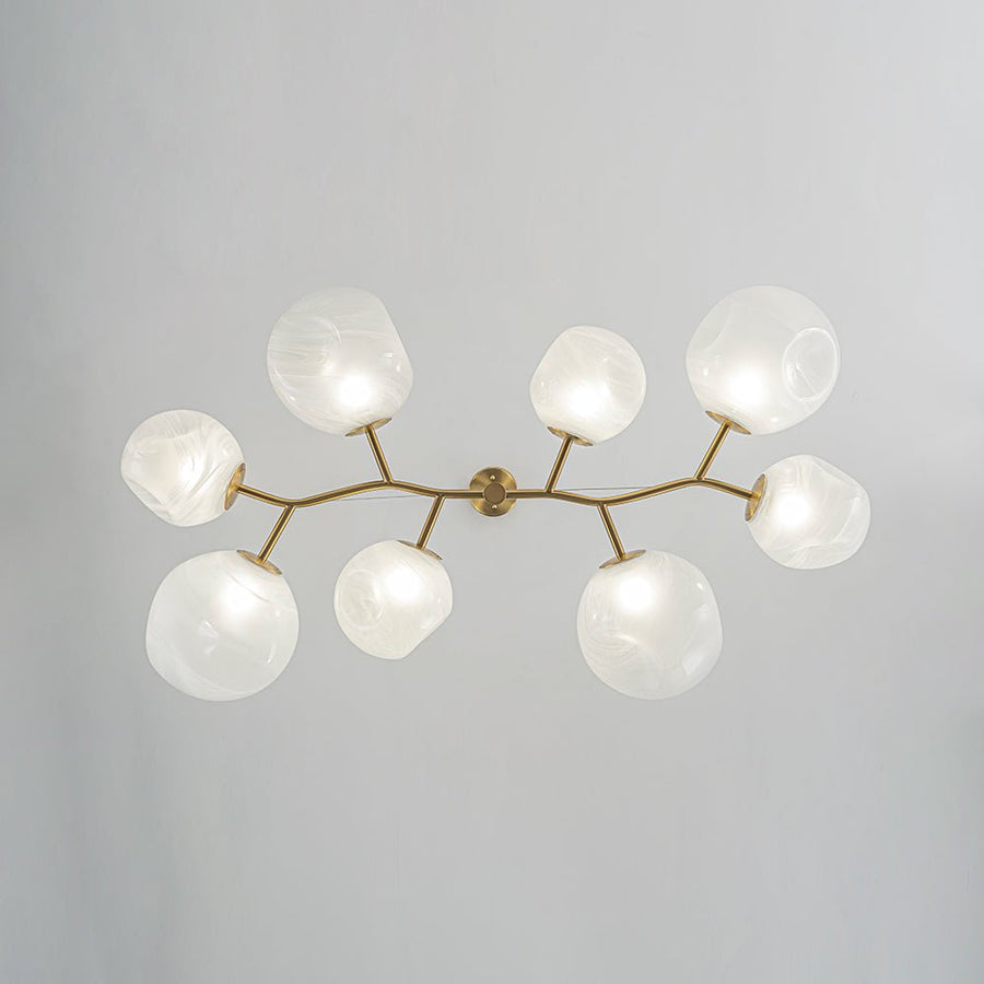 LightFixturesUSA - 8 - Light Opal Swirl Glass Globe Branch Island Chandelier - Chandelier - Brass - 