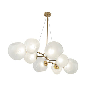 LightFixturesUSA - 8 - Light Opal Swirl Glass Globe Branch Island Chandelier - Chandelier - Brass - 