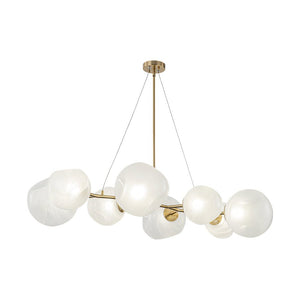 LightFixturesUSA - 8 - Light Opal Swirl Glass Globe Branch Island Chandelier - Chandelier - Brass - 