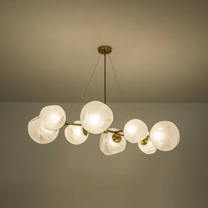 LightFixturesUSA - 8 - Light Opal Swirl Glass Globe Branch Island Chandelier - Chandelier - Brass - 