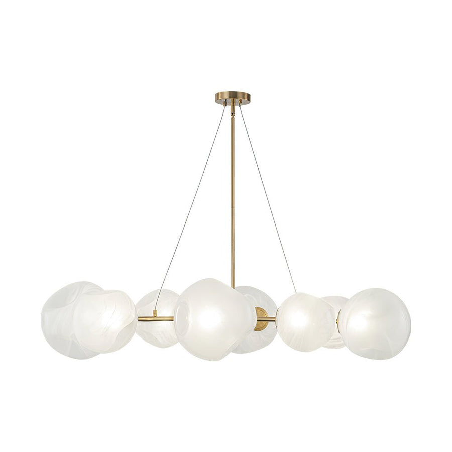 LightFixturesUSA - 8 - Light Opal Swirl Glass Globe Branch Island Chandelier - Chandelier - Brass - 