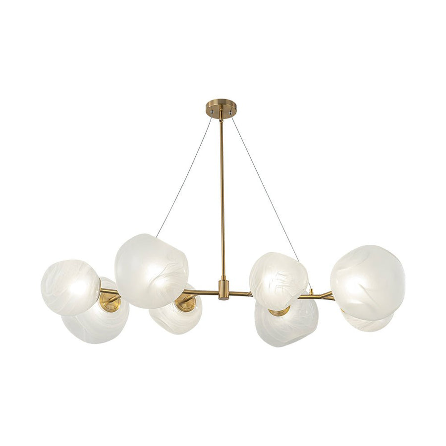 LightFixturesUSA - 8 - Light Opal Swirl Glass Globe Branch Island Chandelier - Chandelier - Brass - 