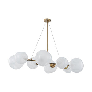 LightFixturesUSA - 8 - Light Opal Swirl Glass Globe Branch Island Chandelier - Chandelier - Brass - 