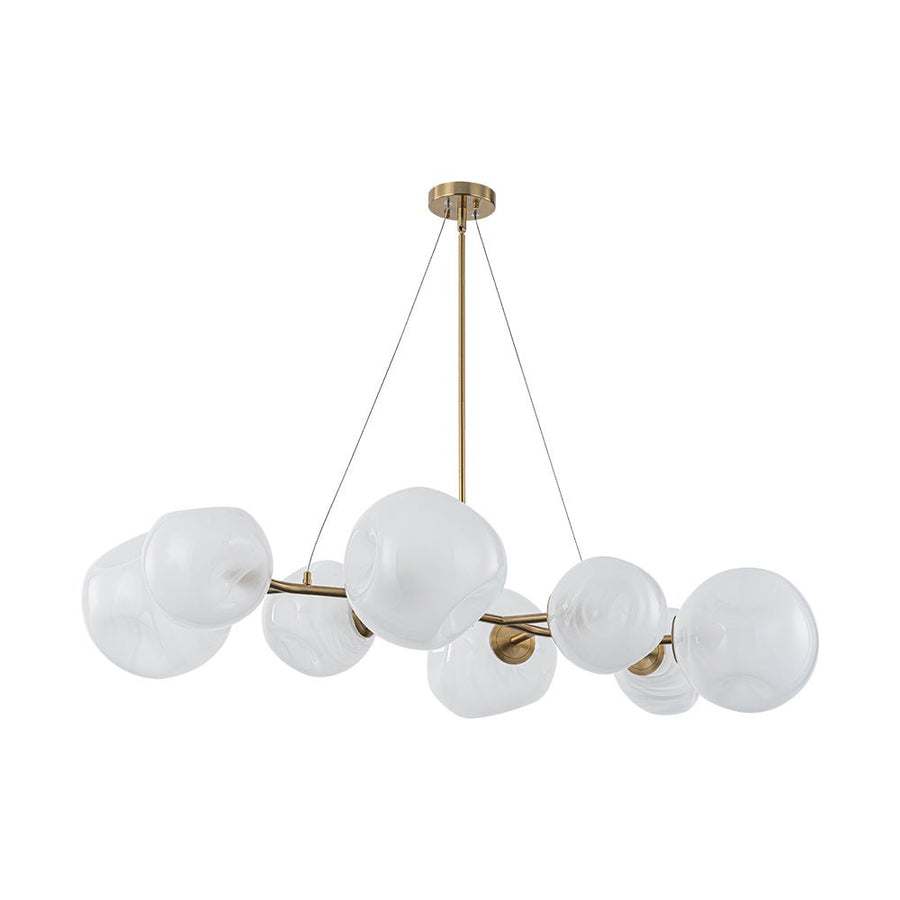 LightFixturesUSA - 8 - Light Opal Swirl Glass Globe Branch Island Chandelier - Chandelier - Brass - 