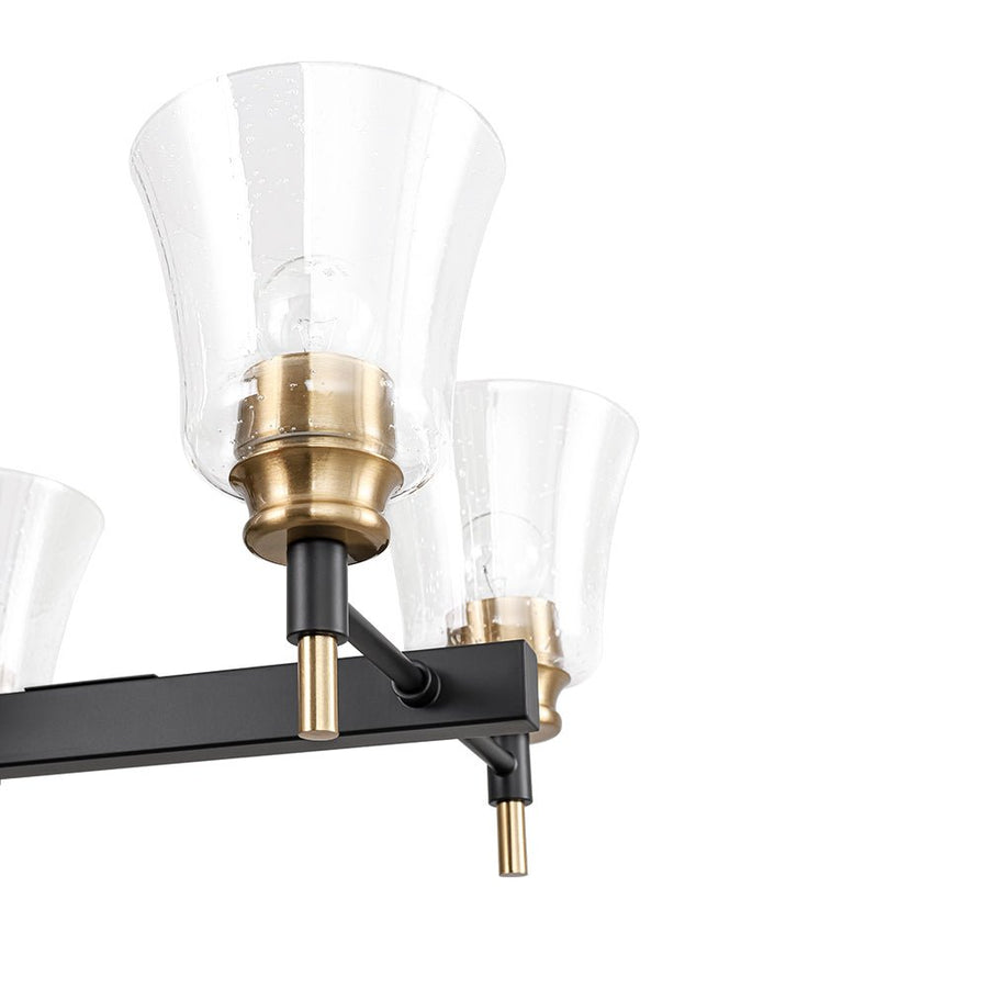 LightFixturesUSA - 8 - Light Seeded Glass Black Brass Linear Island Chandelier - Chandelier - Black + Brass - 