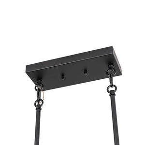 LightFixturesUSA - 8 - Light Seeded Glass Black Brass Linear Island Chandelier - Chandelier - Black + Brass - 