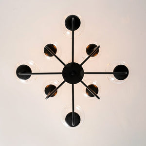 LightFixturesUSA - 8 - Light Seeded Glass Globe Round Sputnik Bubble Chandelier - Chandelier - Black - 