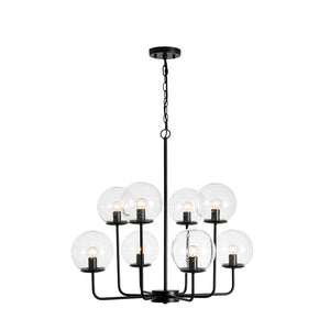LightFixturesUSA - 8 - Light Seeded Glass Globe Round Sputnik Bubble Chandelier - Chandelier - Black - 