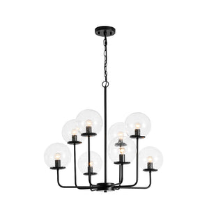 LightFixturesUSA - 8 - Light Seeded Glass Globe Round Sputnik Bubble Chandelier - Chandelier - Black - 