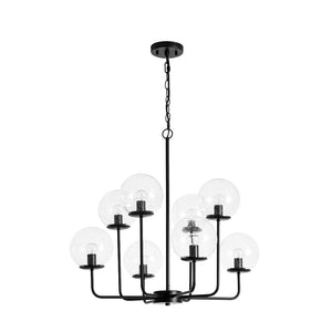 LightFixturesUSA - 8 - Light Seeded Glass Globe Round Sputnik Bubble Chandelier - Chandelier - Black - 