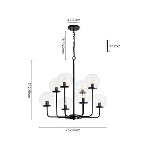 LightFixturesUSA - 8 - Light Seeded Glass Globe Round Sputnik Bubble Chandelier - Chandelier - Black - 