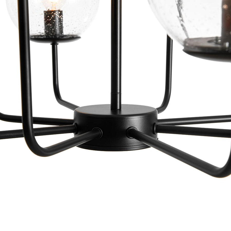 LightFixturesUSA - 8 - Light Seeded Glass Globe Round Sputnik Bubble Chandelier - Chandelier - Black - 