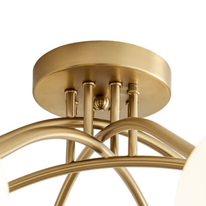 LightFixturesUSA - 8 - Light Sputnik Milky Glass Bubble Semi Flush Mount - Ceiling Light - Brass - 