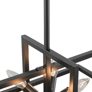 LightFixturesUSA - 8 - Light Vintage Sputnik Black Open Square Lantern Pendant - Chandelier - Black - 