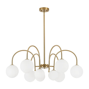 LightFixturesUSA - 9 - Light Goose Arm Opal Glass Bubble Tiered Chandelier - Chandelier - Brass - 