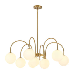 LightFixturesUSA - 9 - Light Goose Arm Opal Glass Bubble Tiered Chandelier - Chandelier - Brass - 
