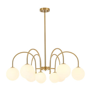 LightFixturesUSA - 9 - Light Goose Arm Opal Glass Bubble Tiered Chandelier - Chandelier - Brass - 
