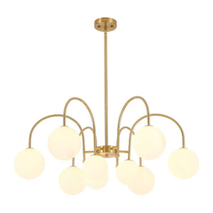 LightFixturesUSA - 9 - Light Goose Arm Opal Glass Bubble Tiered Chandelier - Chandelier - Brass - 