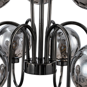 LightFixturesUSA - 9 - Light Hammered Smoked Glass Bubble Black Sputnik Chandelier - Chandelier - Black - 