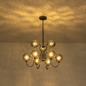LightFixturesUSA - 9 - Light Hammered Smoked Glass Bubble Black Sputnik Chandelier - Chandelier - Black - 