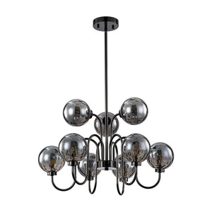 LightFixturesUSA - 9 - Light Hammered Smoked Glass Bubble Black Sputnik Chandelier - Chandelier - Black - 