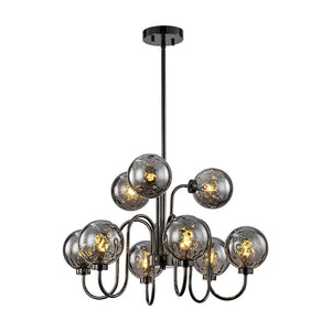 LightFixturesUSA - 9 - Light Hammered Smoked Glass Bubble Black Sputnik Chandelier - Chandelier - Black - 