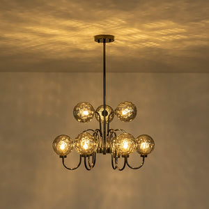 LightFixturesUSA - 9 - Light Hammered Smoked Glass Bubble Black Sputnik Chandelier - Chandelier - Black - 