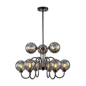 LightFixturesUSA - 9 - Light Hammered Smoked Glass Bubble Black Sputnik Chandelier - Chandelier - Black - 